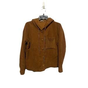 Hem & Thread Womens Corduroy Jacket Shacket Size Small‎ Caramel Brown
